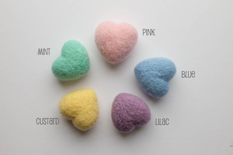 Pastel Felted Hearts
